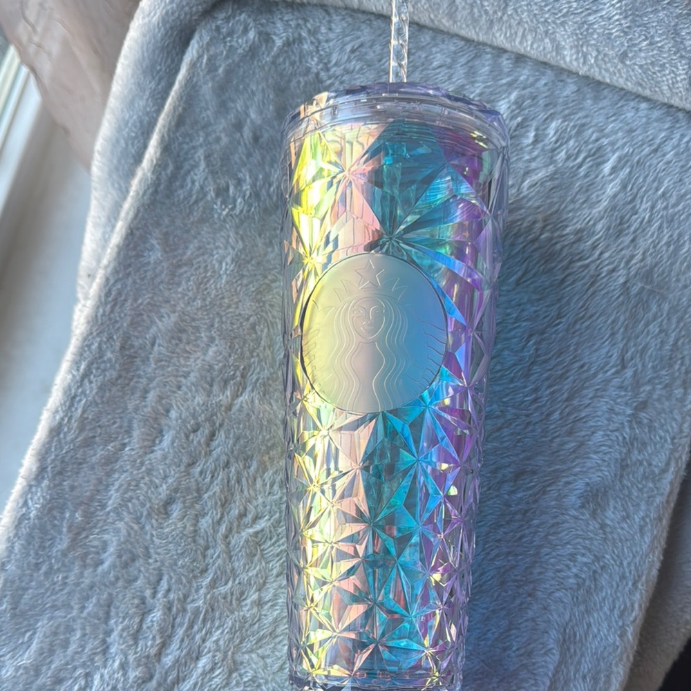Starbucks Iridescent Clear Holiday Tumbler with Straw Brand New Never Opened